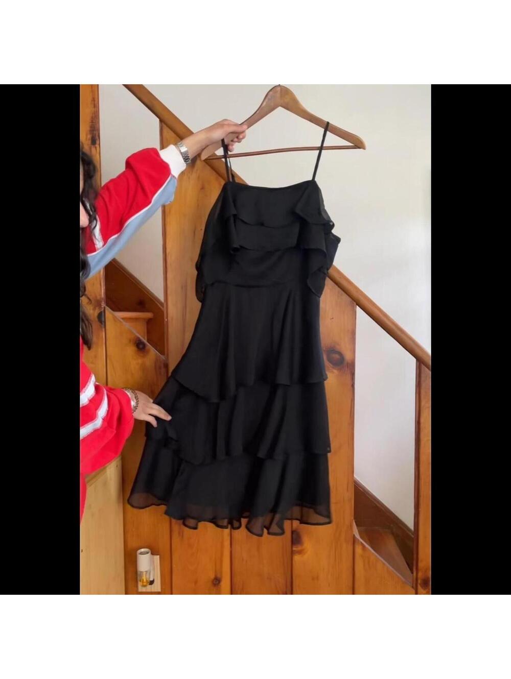 Dress Forum black dress with ruffles Size M bnwt